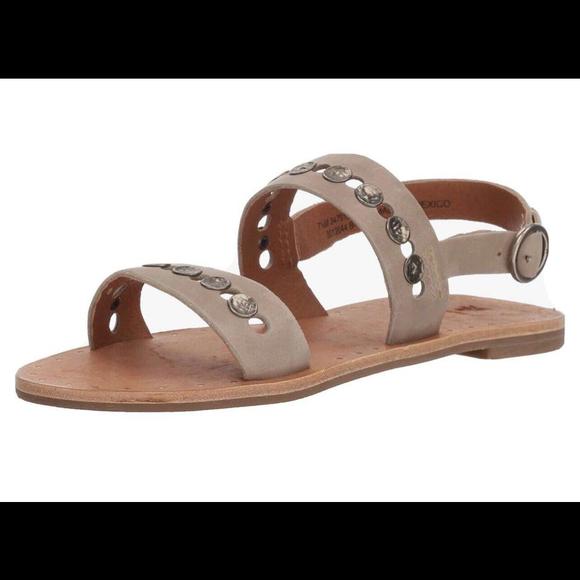 Frye Women's Ally 2 Band Hammered Stud Sling Leather Sandal, Size 9, Gray , New - Picture 1 of 5